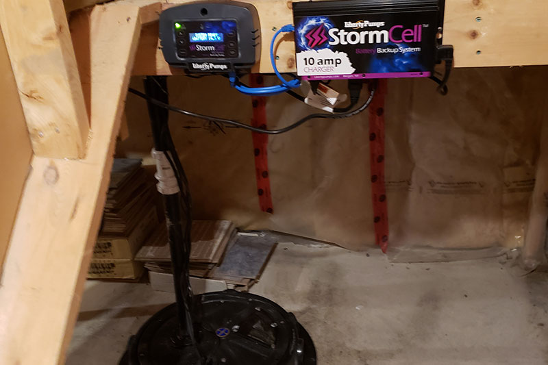storm cell-sump pump installed